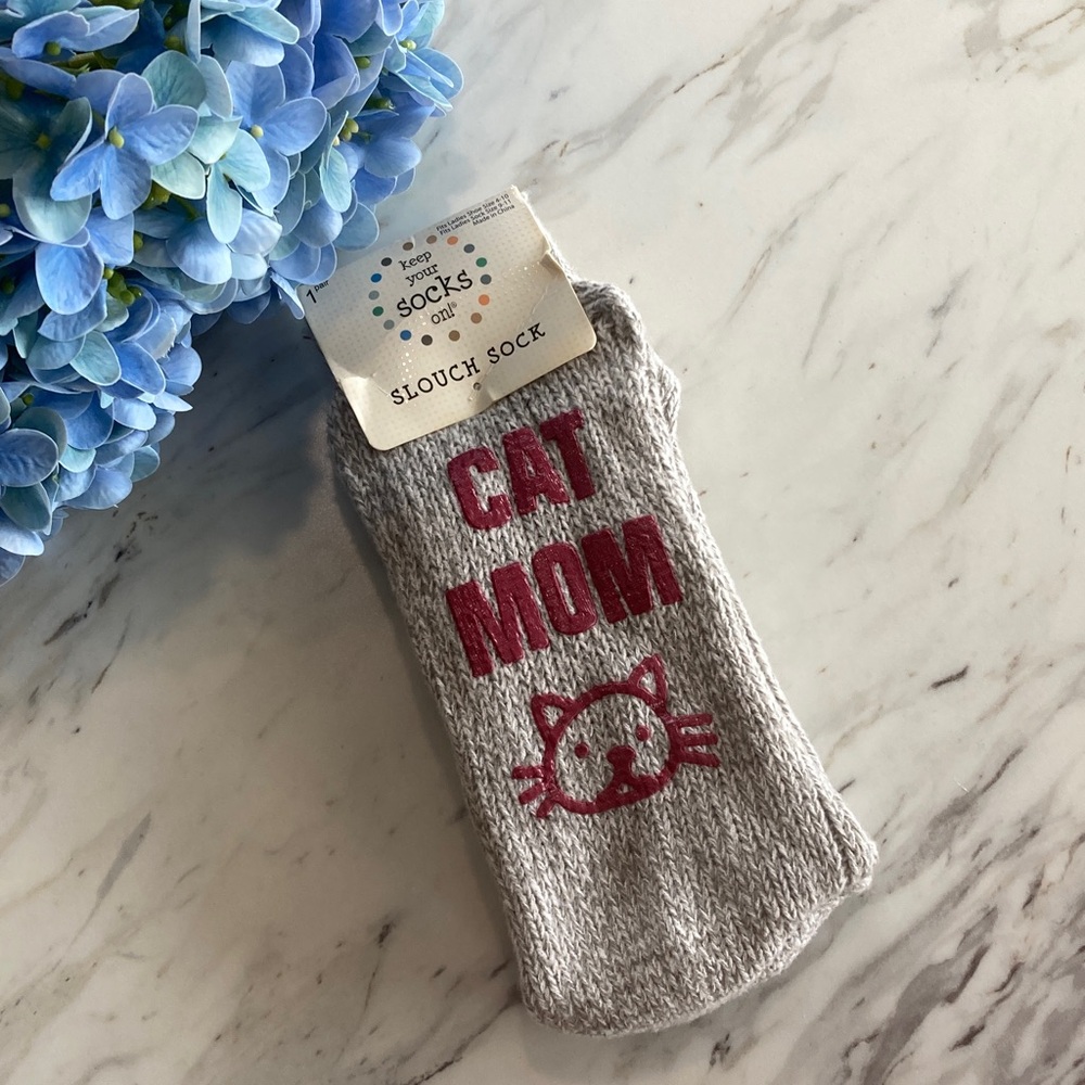 Keep Your Socks On! Cat Mom Slouch Socks NEW
